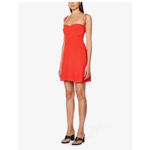 Reformation NEW Louelle Ruffle Tie Shoulder Sleeveless Tie Red Mini Dress 10